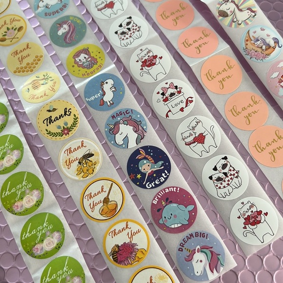 3/15$ 60 pcs Mixed Designs Thank You Stickers - Picture 3 of 12